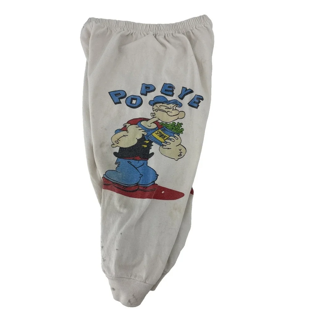 Vintage Kids Boys Popeye‎ The Sailor Pants Spinach Can Stretch Small Cartoon
